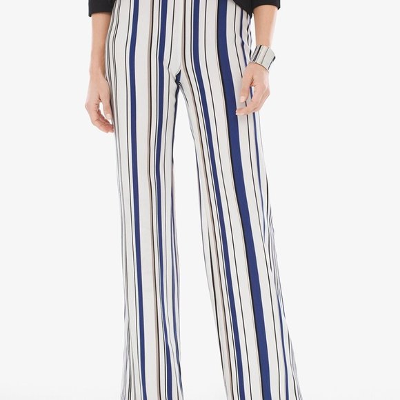 Chico's Pants - Chico's Pants Pull On Seasonless Ponte Multicolor Stripe Stretch Size 1.5R/10